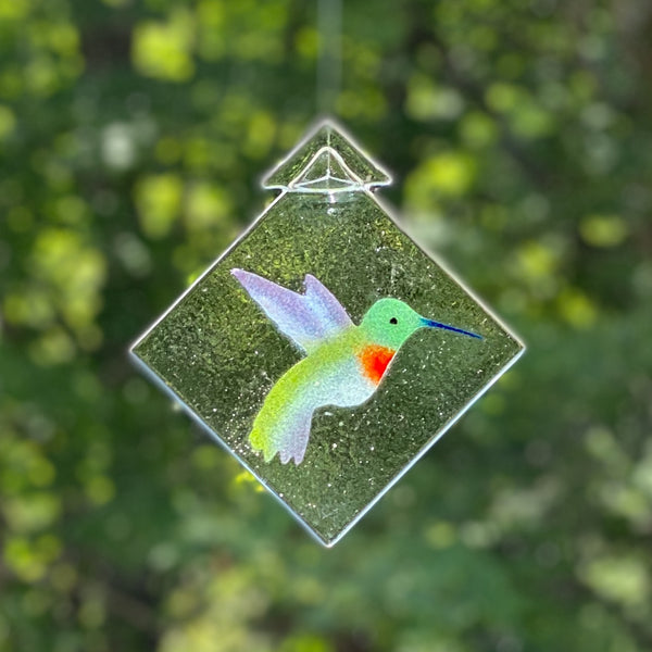hummingbird, ruby throated, green
