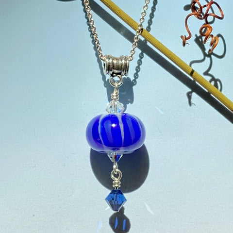deep royal blue melon, bead over crystal style