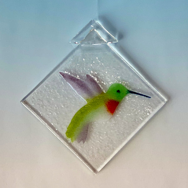 hummingbird, ruby throated, green