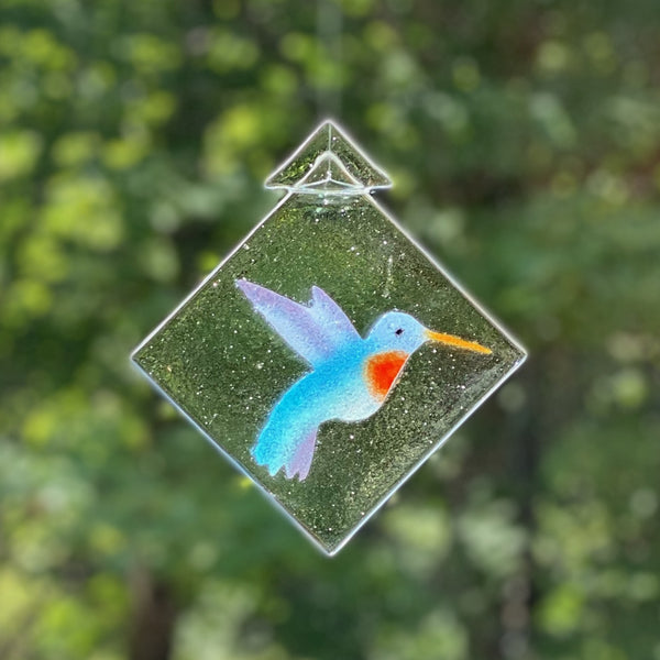 hummingbird, ruby throated, blue
